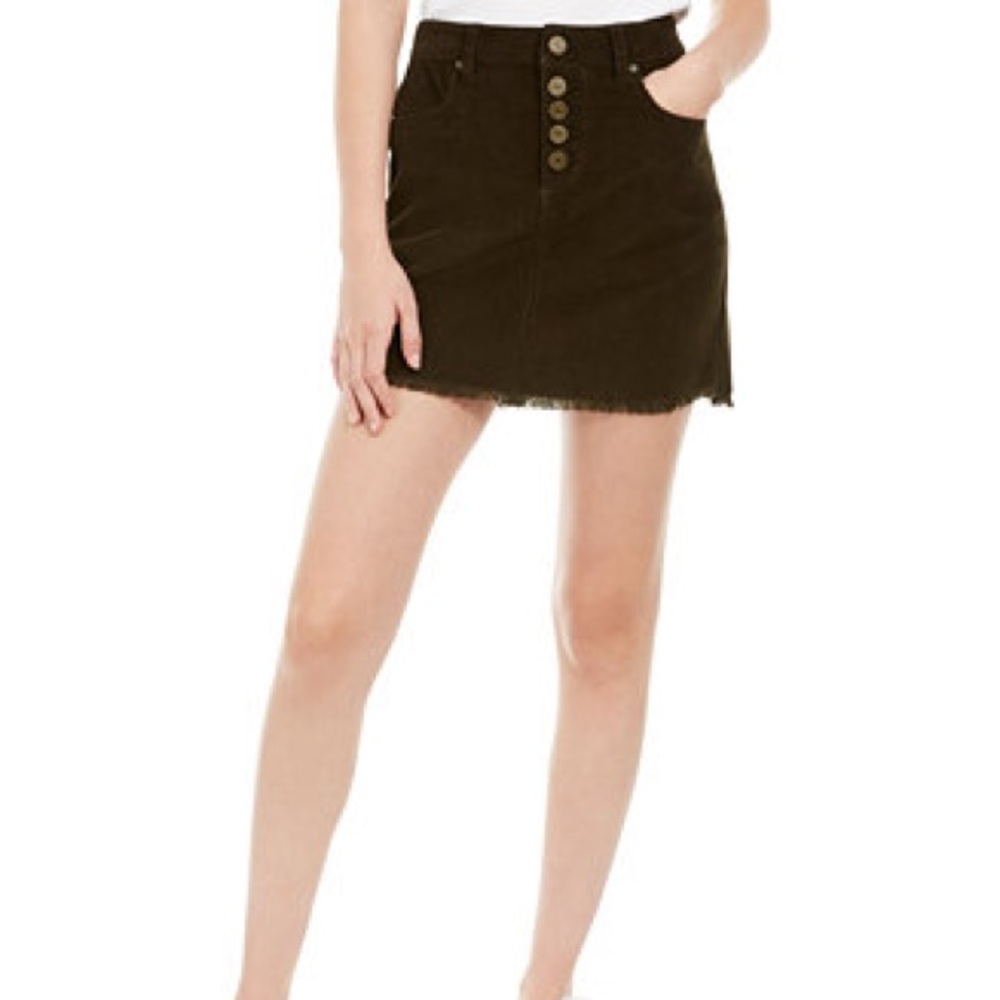 Raw Hem Corduroy Mini Skirt